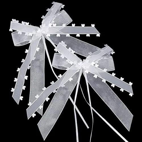 Produktbild: 通用 20 Stück Autoschmuck Hochzeit,Hochzeitsschleifen fürs Auto, Weiße Herzschleife Hochzeitsdeko Schleife Tischdeko Hochzeit Verwendet für Hochzeiten, Autozubehör